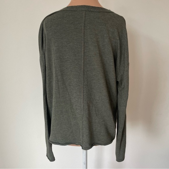 Rag & Bone Surplus Heather Army Green V-Neck Pullover Cotton Sweater EUC Size M - Picture 4 of 10